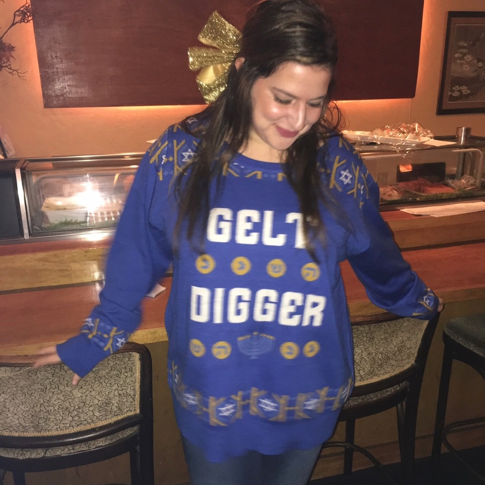 Tipsy Elves Hanukkah Gelt Digger Holiday Sweater